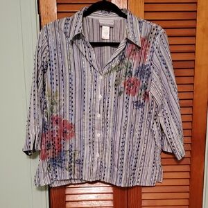 Alfred Dunner Petite Striped Blouse
